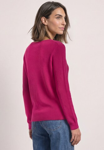 STREET ONE Langarm Pullover mit V-Ausschnitt in Pink