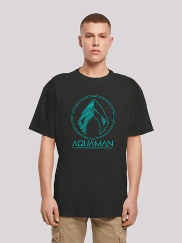 F4NT4STIC Shirt 'DC Comics Aquaman Aqua Logo' in Zwart: voorkant