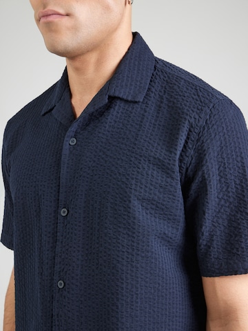 QS Comfort fit Button Up Shirt in Blue