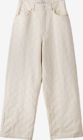 Bershka Wide leg Jeans in Wit: voorkant
