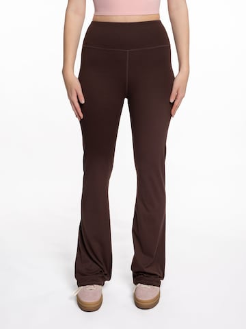 mymotus Bootcut Športne hlače 'mymotus® Ladies soft bootcut legging, d. brown, YW55' | rjava barva: sprednja stran