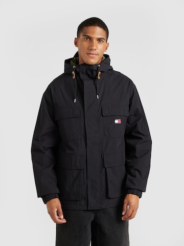 Parka de primăvară-toamnă de la Tommy Jeans pe negru: față