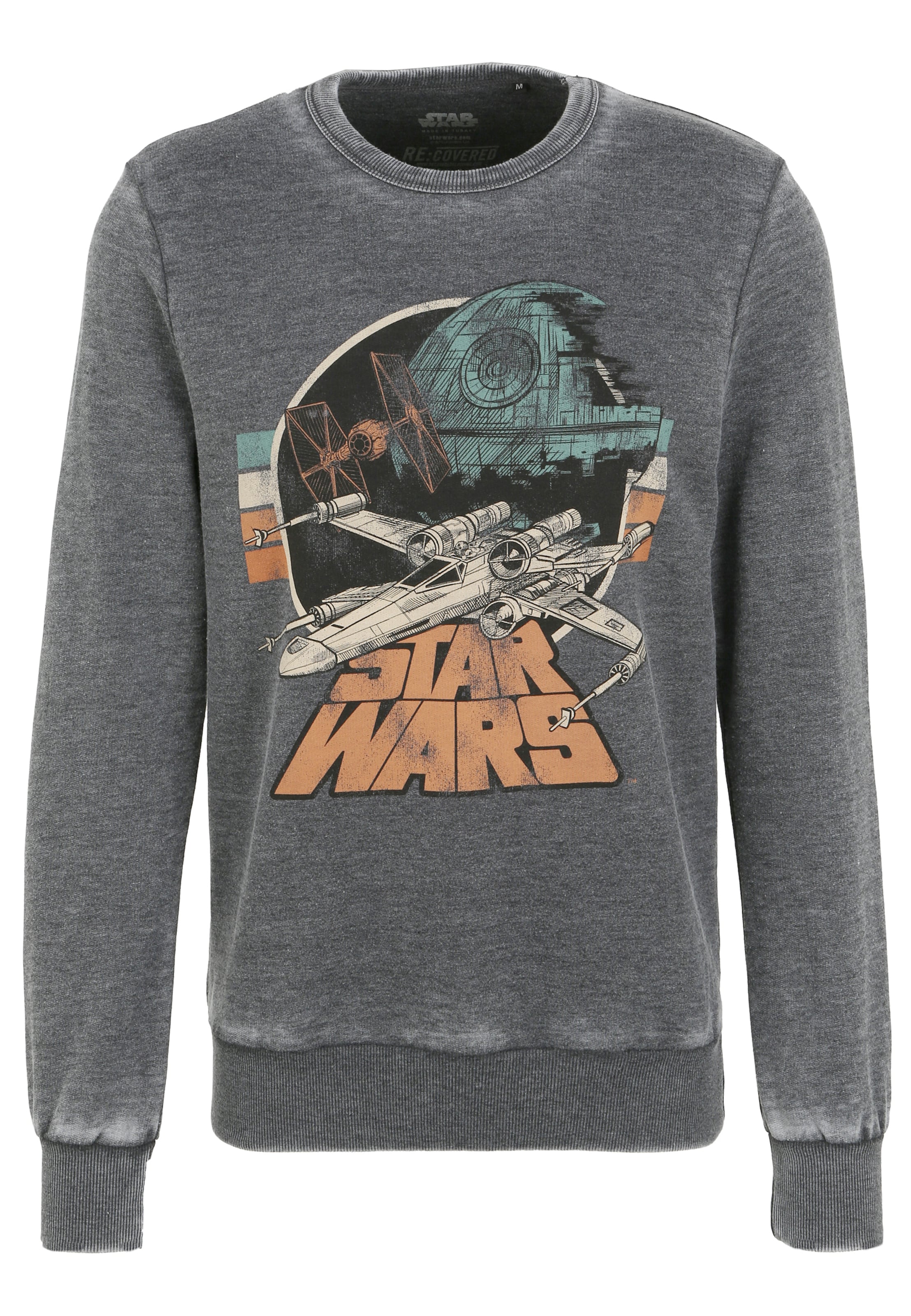 Recovered Sweatshirt 'Star Wars Empire Strikes Back Retro X-Wing' in Grijs: voorkant