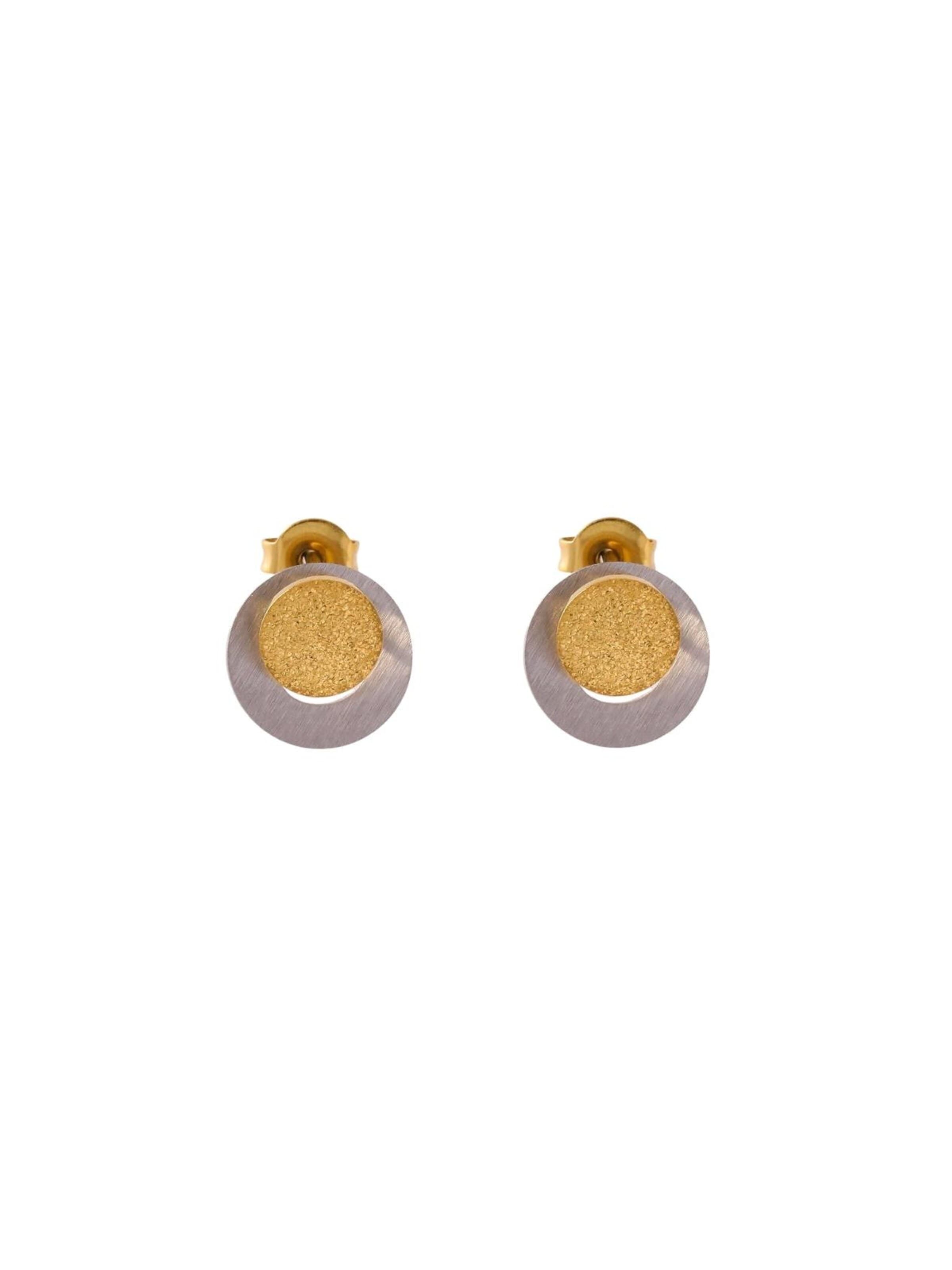 DNSK Copenhagen Örhängen 'LIV Waterproof 18K Gold Plated 2in1 Open Earring – Brushed/Sanded Stainless Steel' i guld