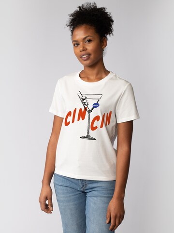 Watapparel T-Shirt 'Cin Cin' in Weiß: Vorderseite
