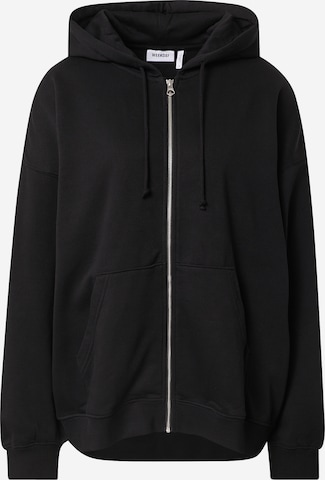 WEEKDAY Zip-Up Hoodie in Black: front