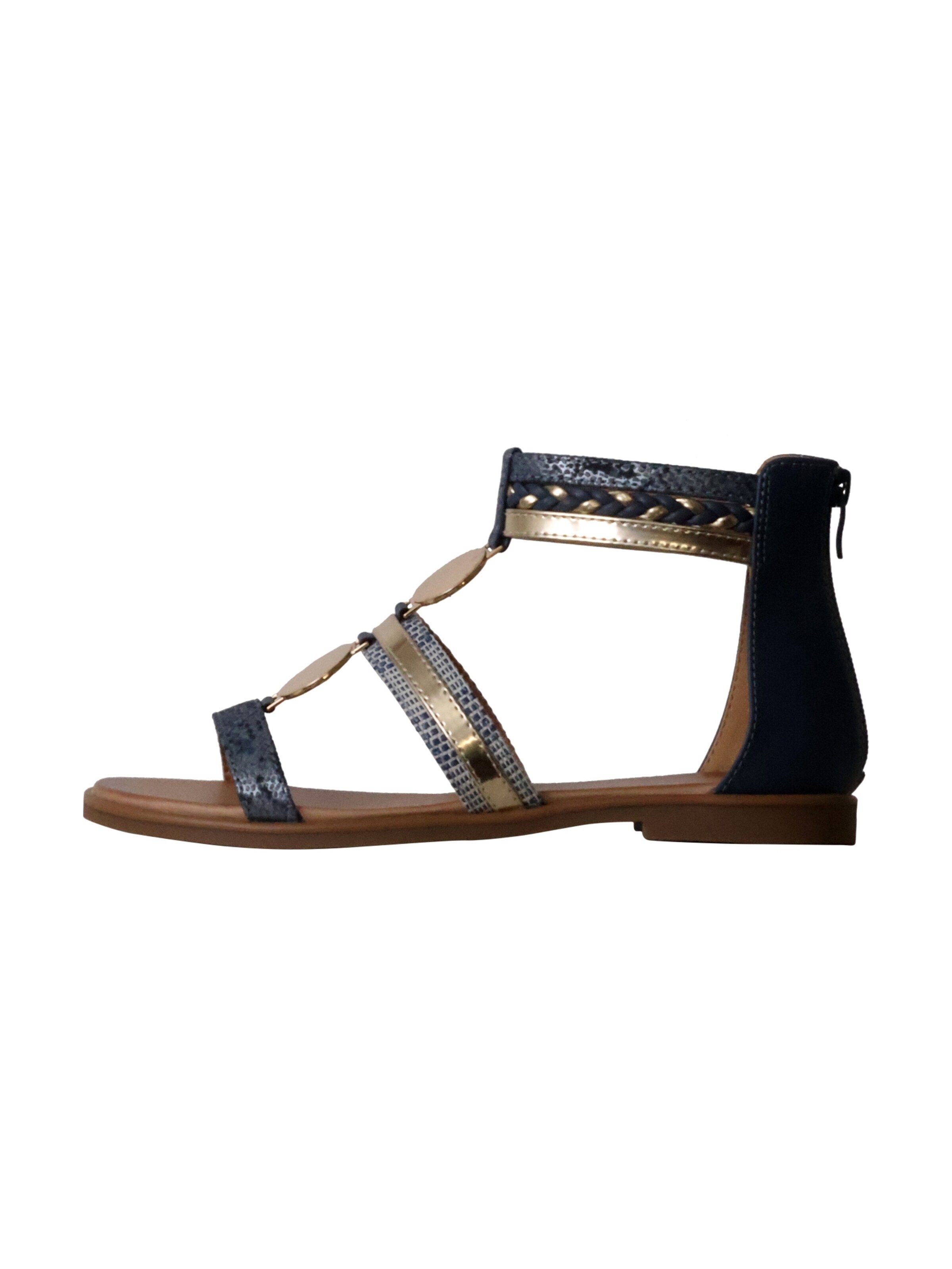 Sixth Sense - Sandalias 'Flache Sandalen mit Reißverschluss' en azul: frente