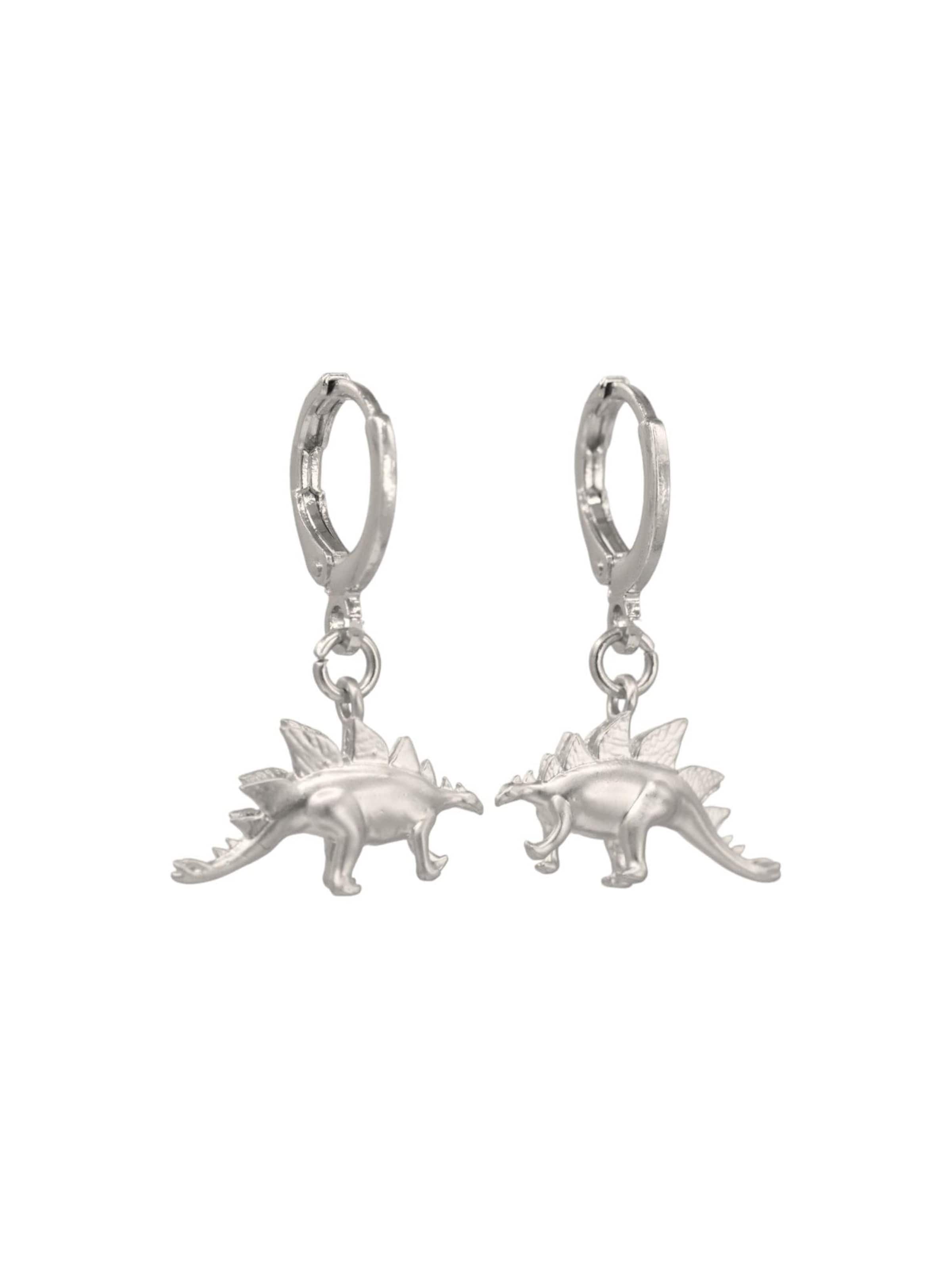 Fräulein Wunder Ohrringe 'Stegosaurus'‌‌‌‌‌‌‌ in Silber: Vorderseite