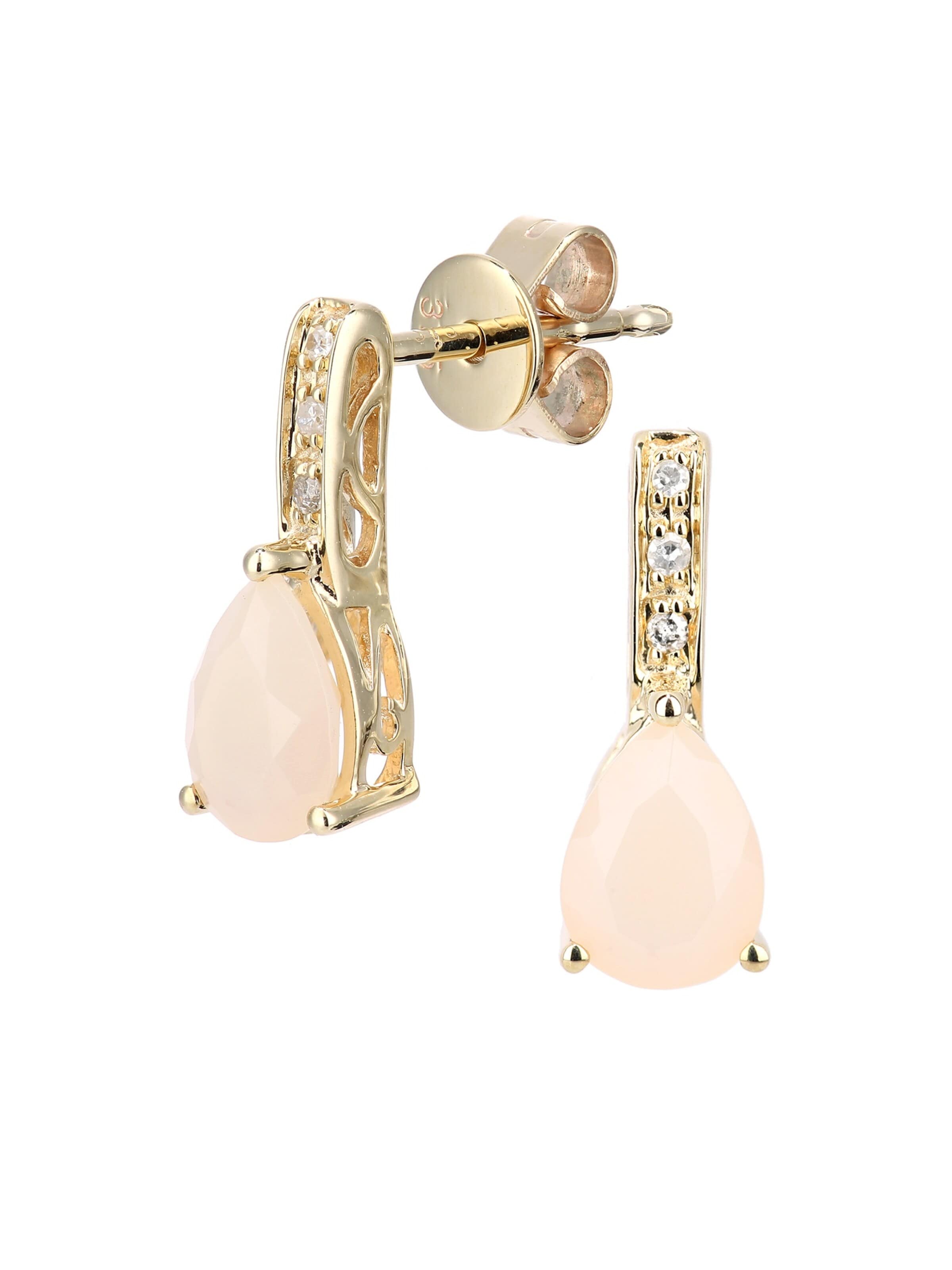 Boucles d'oreilles 'Ohrhänger aus 375 Gelbgold mit Diamant mit Opal' DIAMANT LETERNEL en or : devant