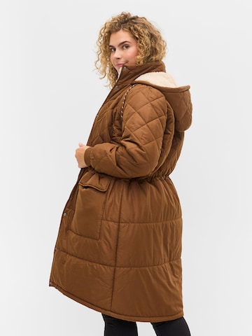 Zizzi Winter Coat 'CACAMP' in Brown