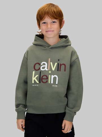 Sweat Calvin Klein Jeans en vert : devant
