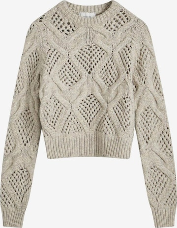 Sportmax Sweter 'Narvel Perforated Crop Wool Sweater Pearl Grey' w kolorze beżowy: przód