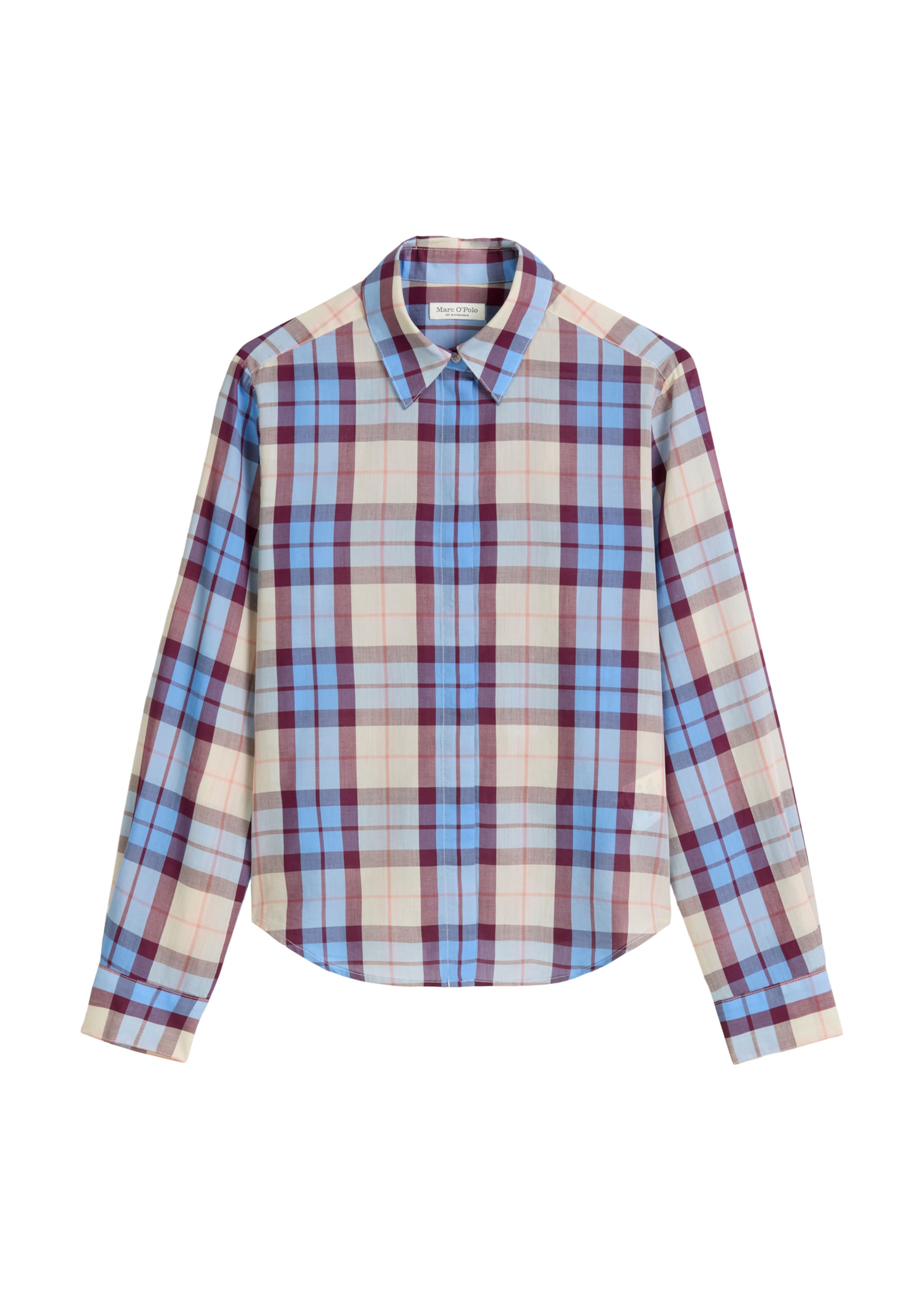 Marc O'Polo Karobluse fitted ' aus Organic-Cotton-Lyocell-Mix ' in Blau: Vorderseite