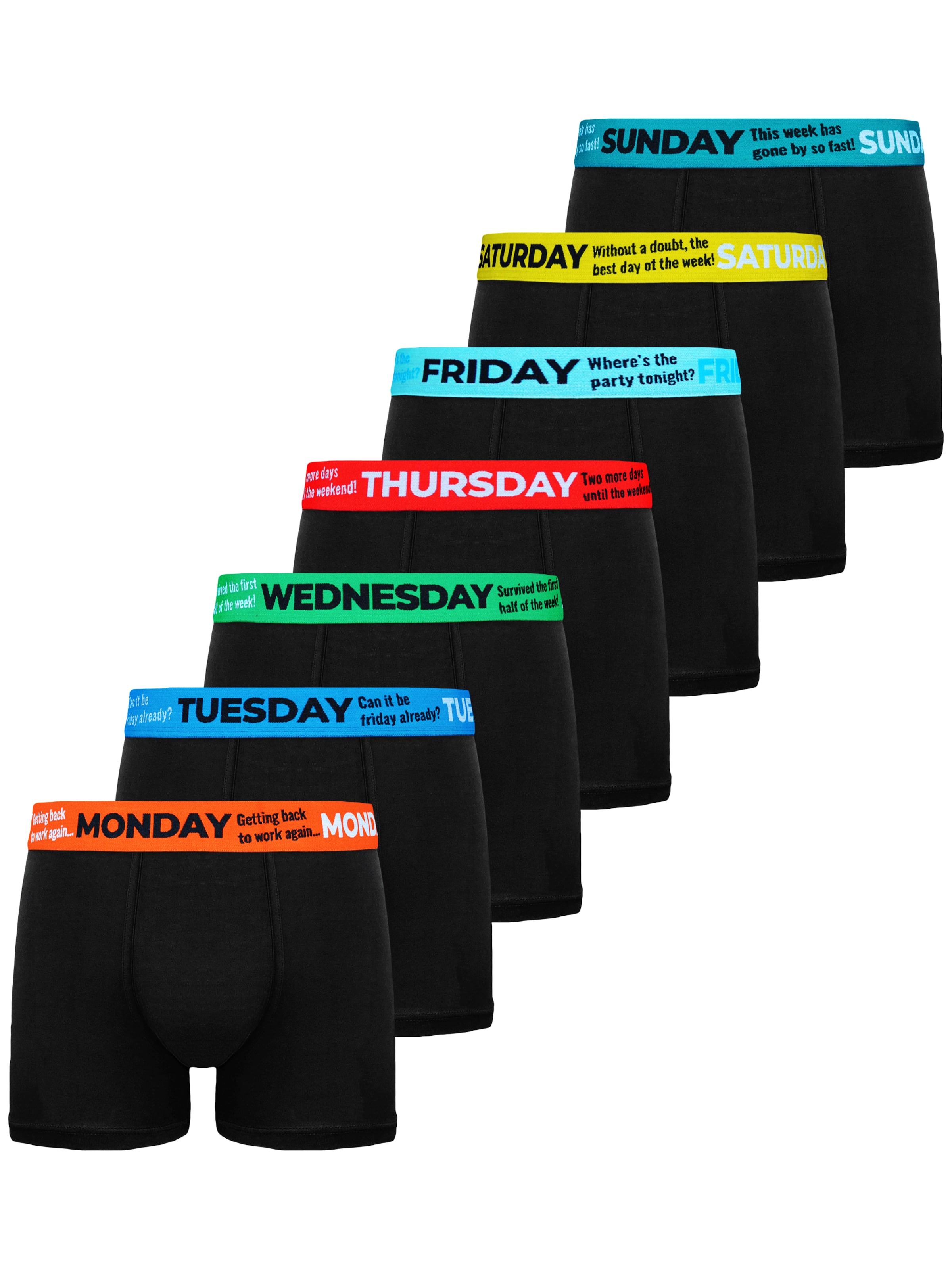 TEXEMP Boxershorts 'Retro (Wochentage)' in Mischfarben: Vorderseite