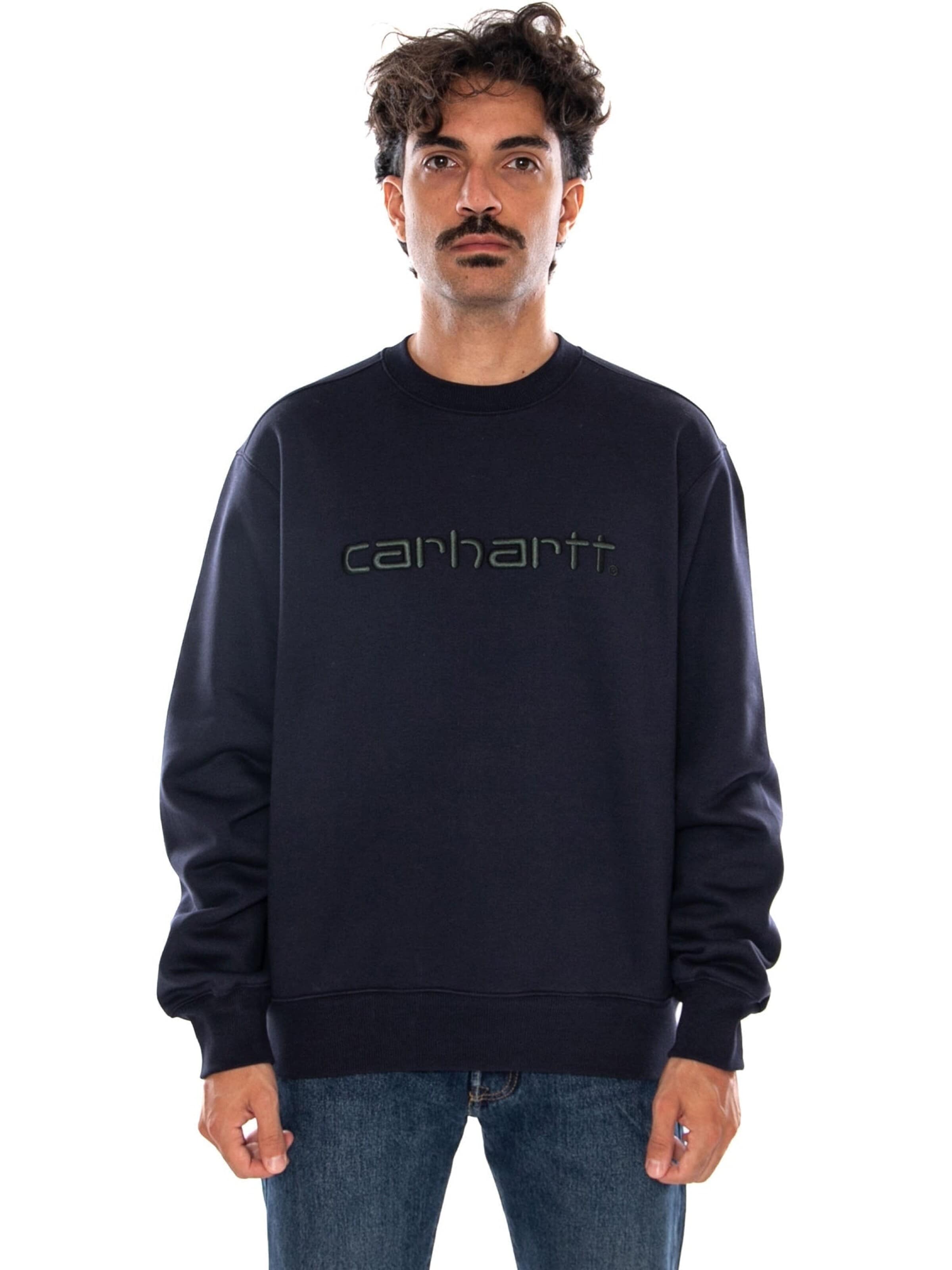 Carhartt WIP Sweatshirt 'CARHARTT SWEAT DARK NAVY / DARK SCARAB' in Blauw: voorkant