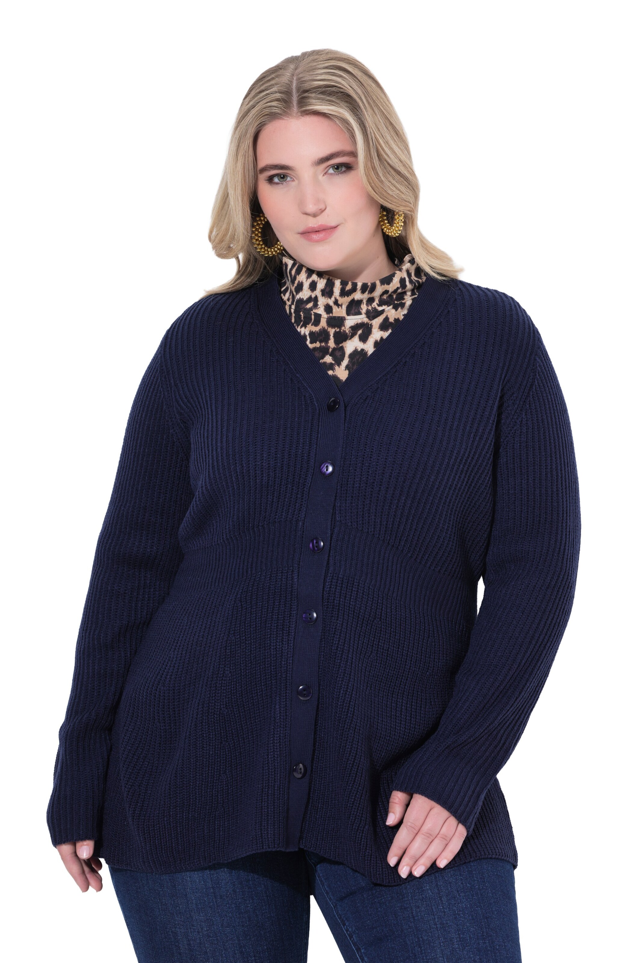 MIAMODA Knit Cardigan in Blue: front