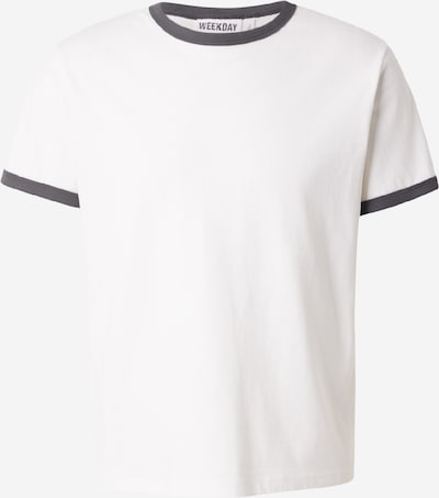 Marškinėliai iš WEEKDAY, spalva – pilka / balta, Prekių apžvalga