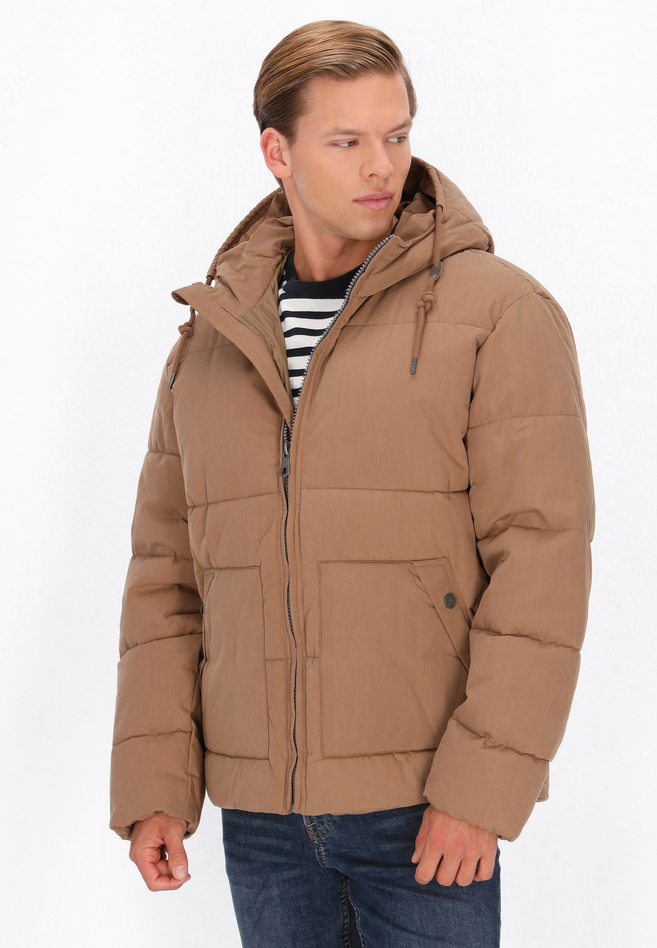 Veste mi-saison Yuka en beige : devant