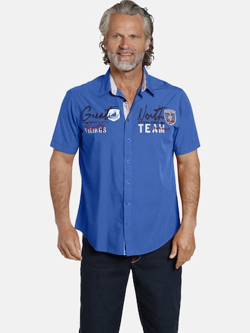 Jan Vanderstorm Comfort fit Button Up Shirt 'Freydis' in Blue: front