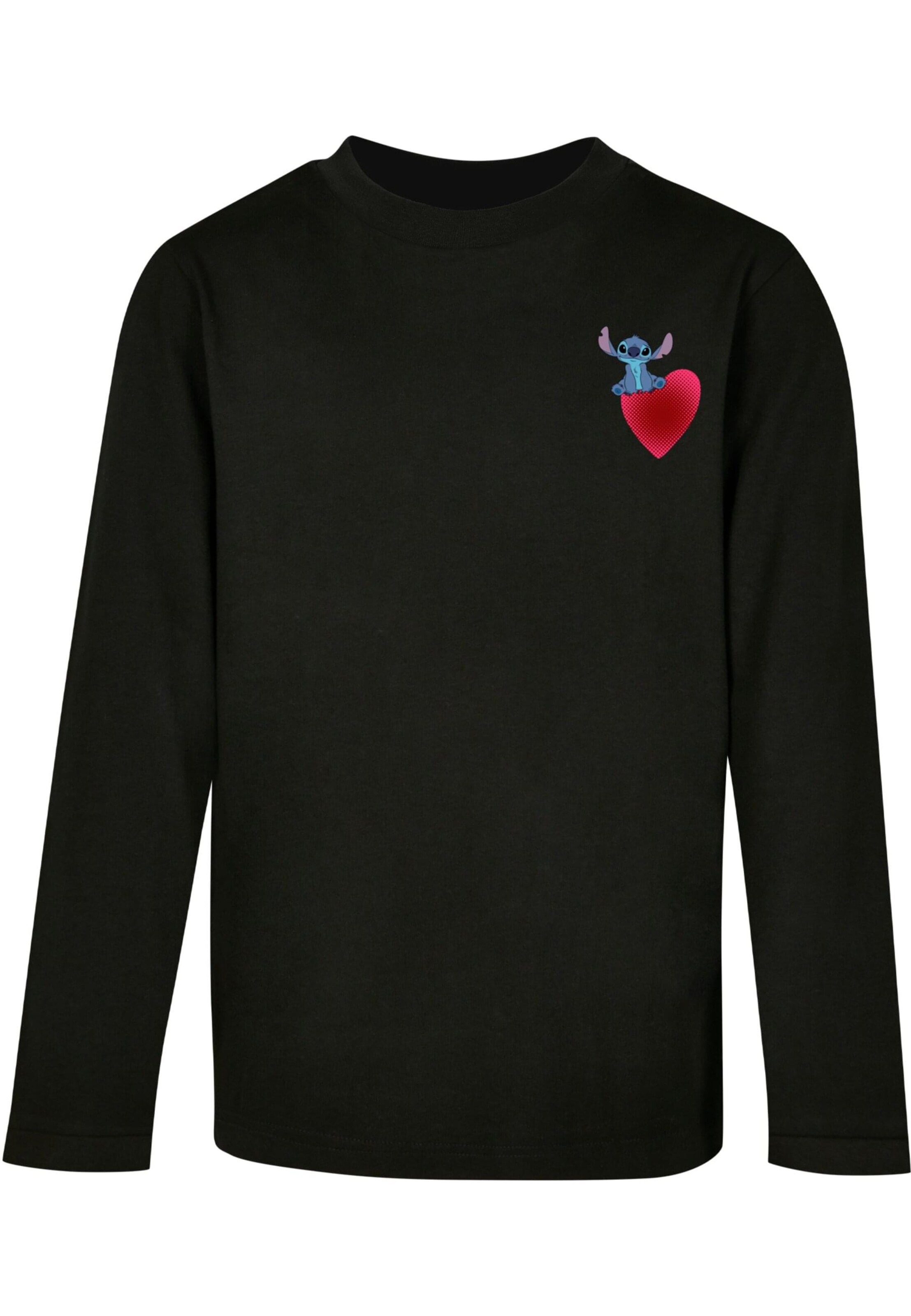 ABSOLUTE CULT Shirt 'Lilo and Stitch - Sitting on Heart' in Schwarz: Vorderseite