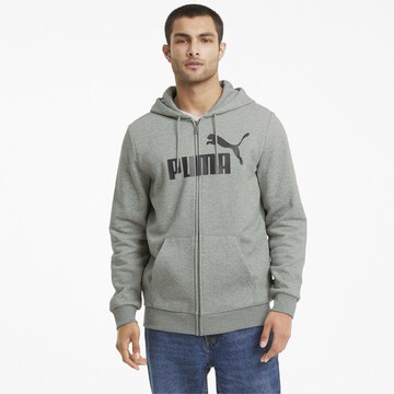 PUMA Athletic Zip-Up Hoodie in Grey: front