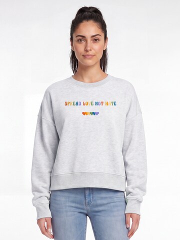 Watapparel Sweatshirt 'Spread Love Not Hate' in Grey: front
