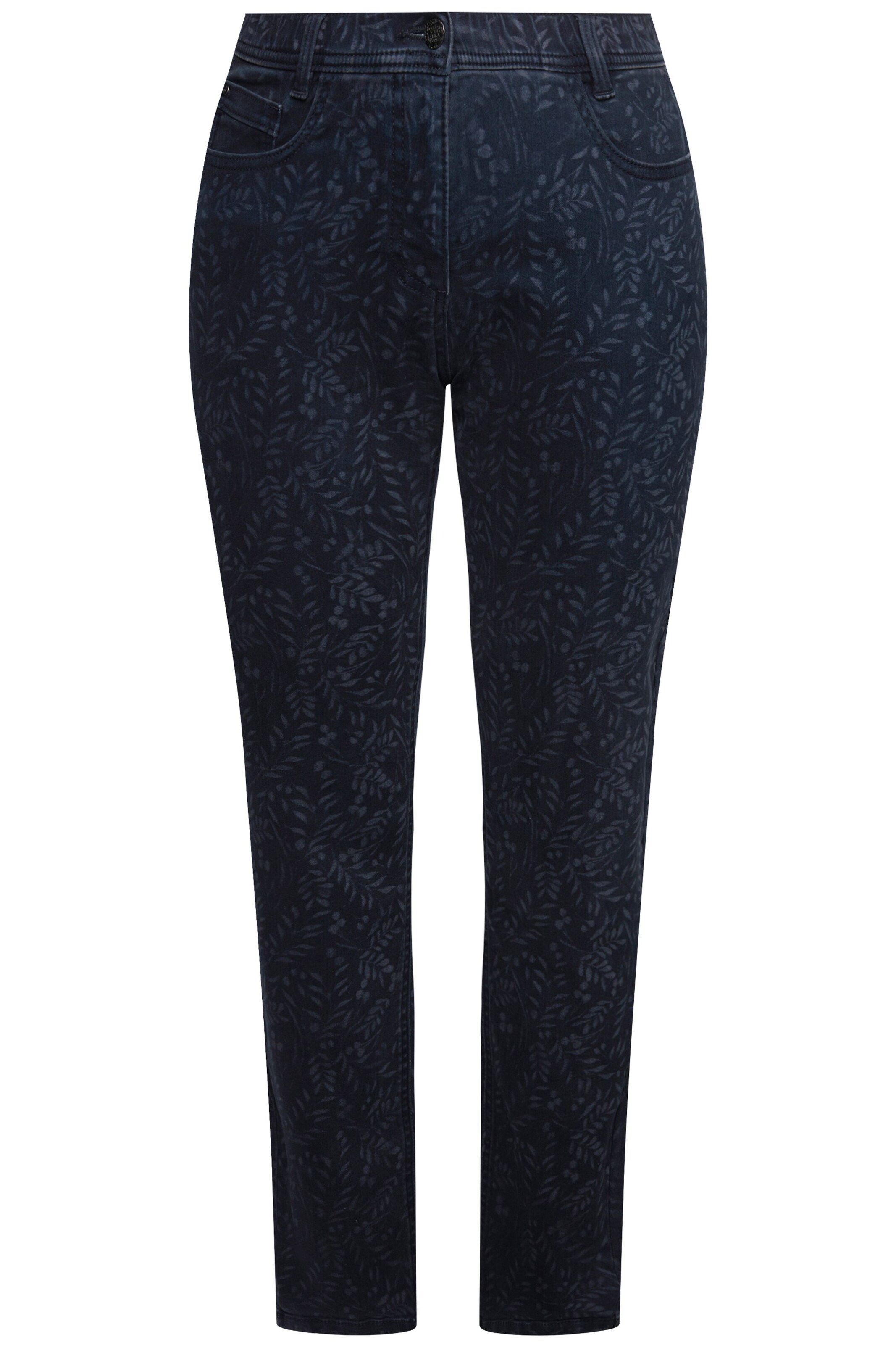 Ulla Popken Slimfit Jeans in Blauw: voorkant