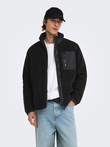 Only & Sons Fleece jacket 'ONSTYRO' in Black: front
