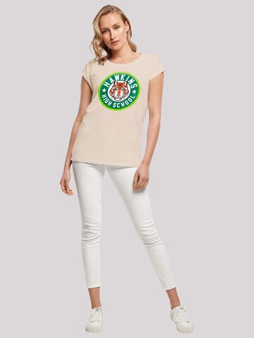 F4NT4STIC Shirt 'Stranger Things Hawkins Tiger Circle Netflix TV Series' in Beige