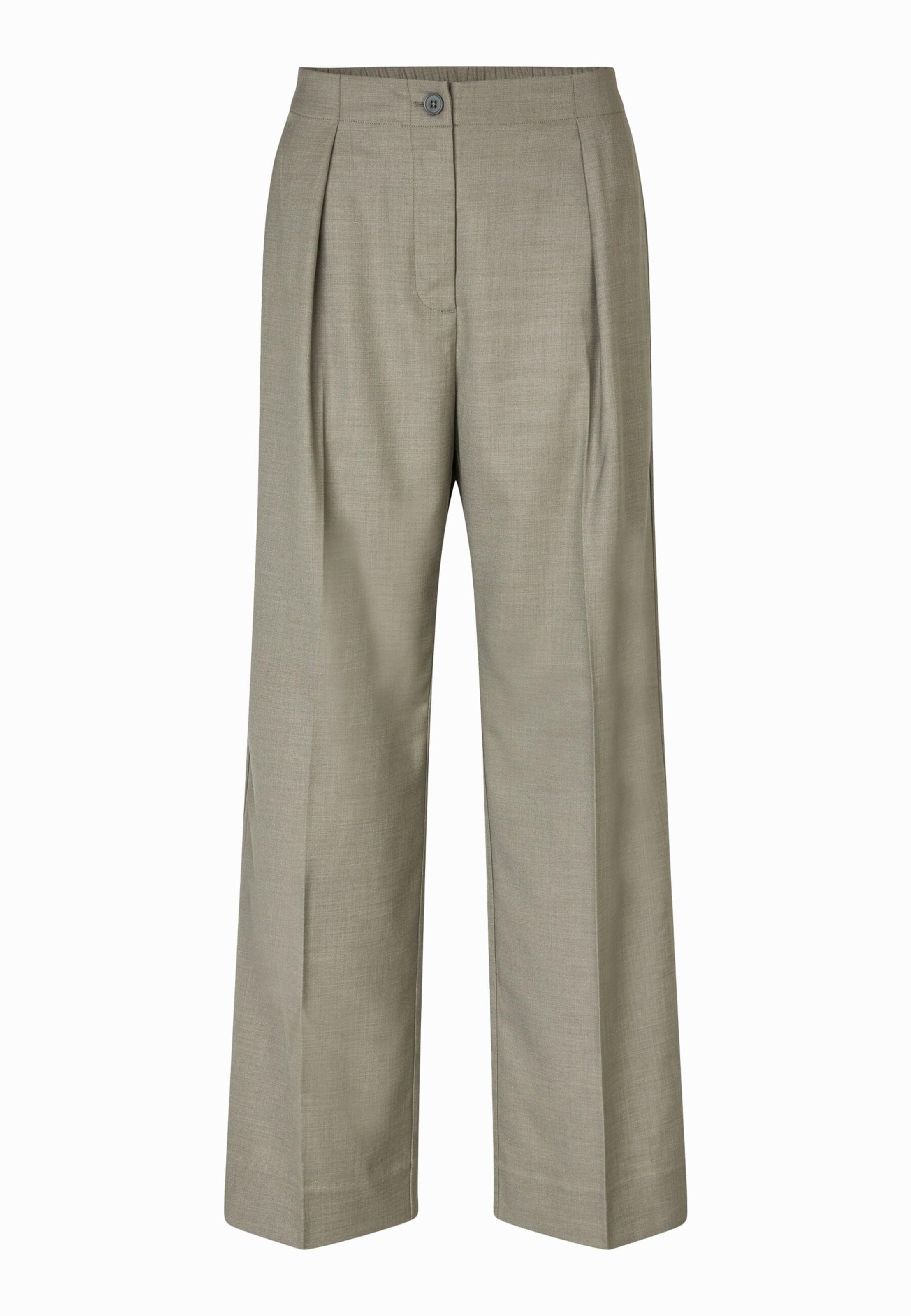 SECOND FEMALE Wide Leg Bundfaltenhose in Grün: Vorderseite