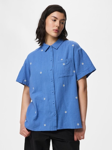 PIECES Blouse 'PCSastina' in Blauw: voorkant
