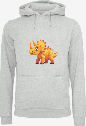 F4NT4STIC Sweatshirt 'Süßer Triceratops Dinosaurier' in Grau: Vorderseite