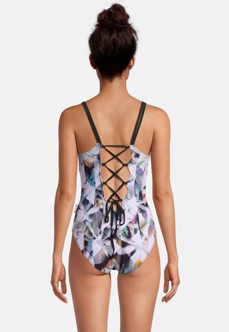 BECO the world of aquasports Bralette Swimsuit 'Heavenly Palms' in Black