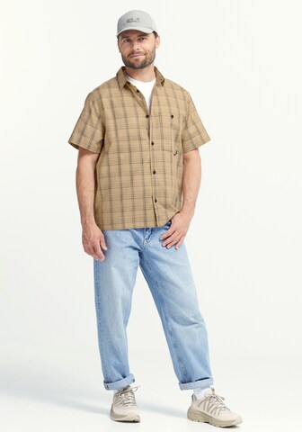 JACK WOLFSKIN Regular fit Athletic Button Up Shirt in Beige