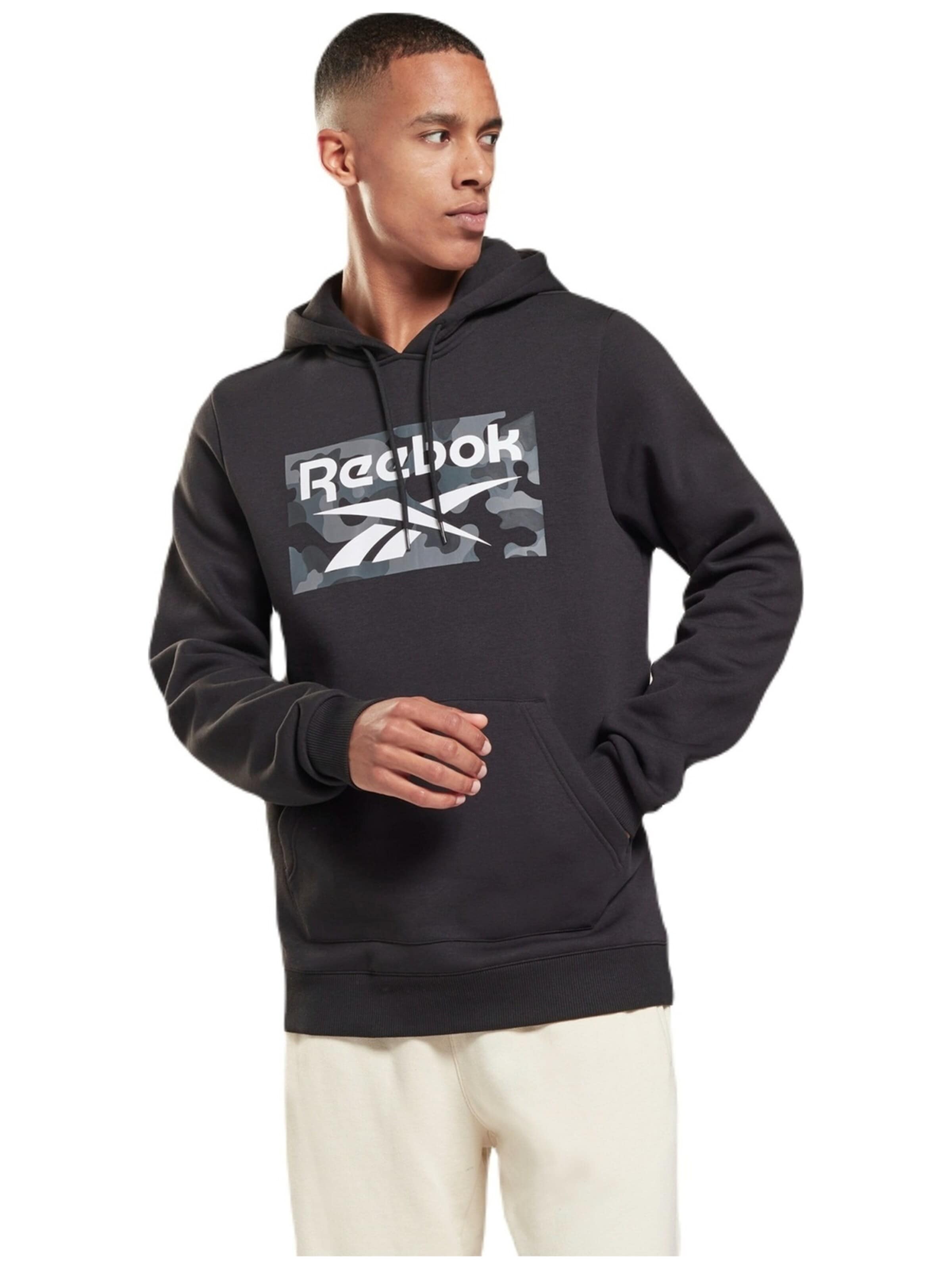 Reebok - Sudadera con cremallera 'Reebok Camo' en negro: frente
