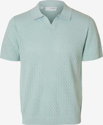 Pull-over 'SLHLINO' SELECTED en bleu : devant