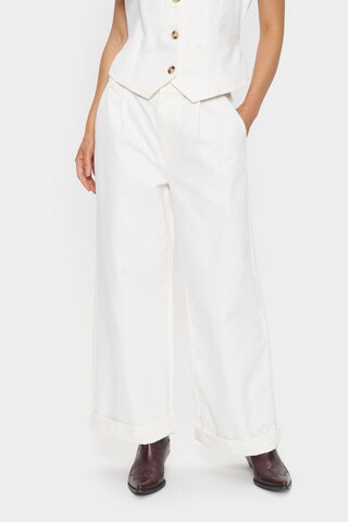 SAINT TROPEZ Wide leg Bandplooibroek 'JaclynSZ' in Wit: voorkant