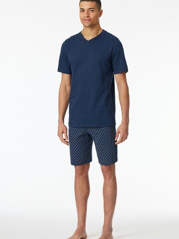 SCHIESSER Pyjama lang ' Schlafanzug kurz - Casual Essentials ' in Blauw