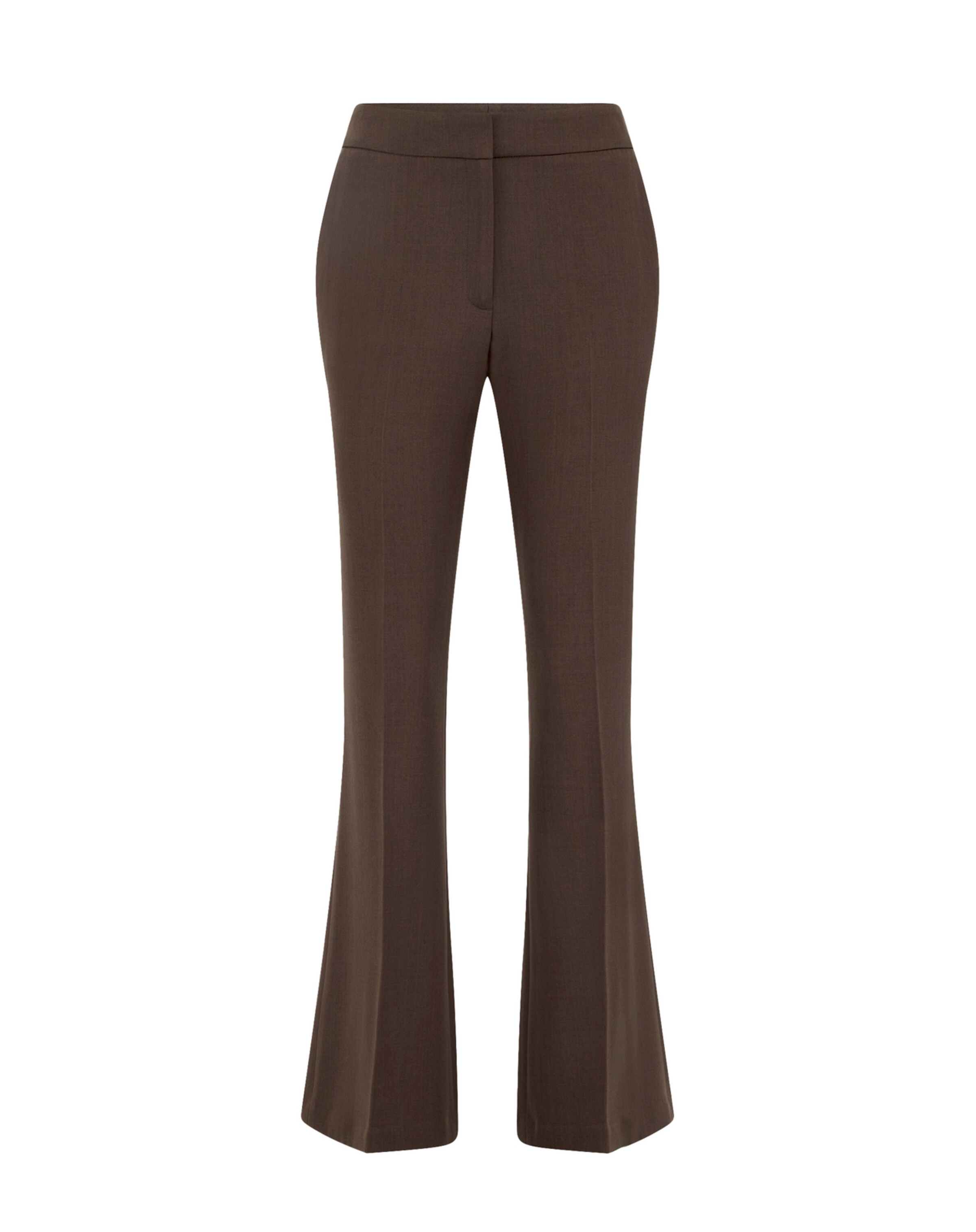 WE Fashion Flared Trousers with creases in Brown: front