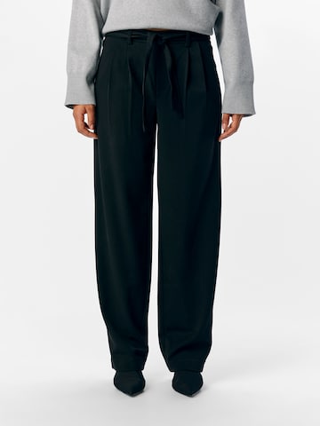 OBJECT Wide leg Pleat-Front Pants 'OBJLisa' in Black: front