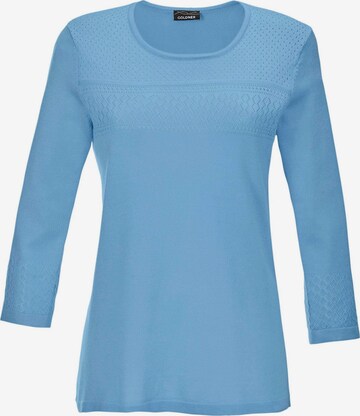 Goldner Pullover in Blau: Vorderseite