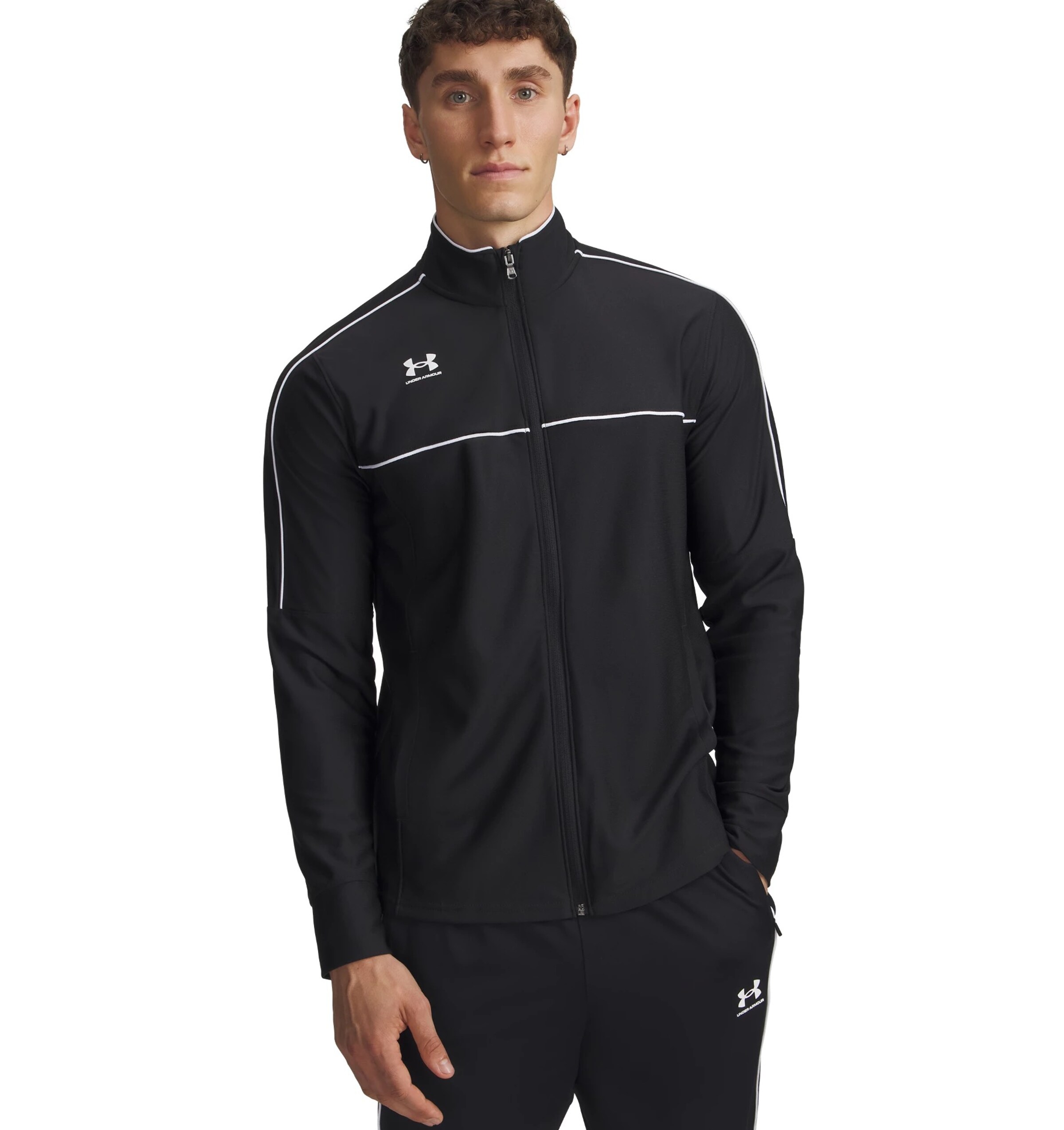 UNDER ARMOUR Trainingsjack 'Challenger' in Zwart: voorkant