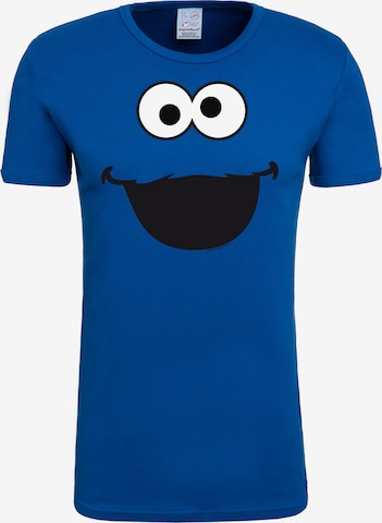 LOGOSHIRT Lustiges 'Krümelmonster' T-Shirt in Blau: predná strana