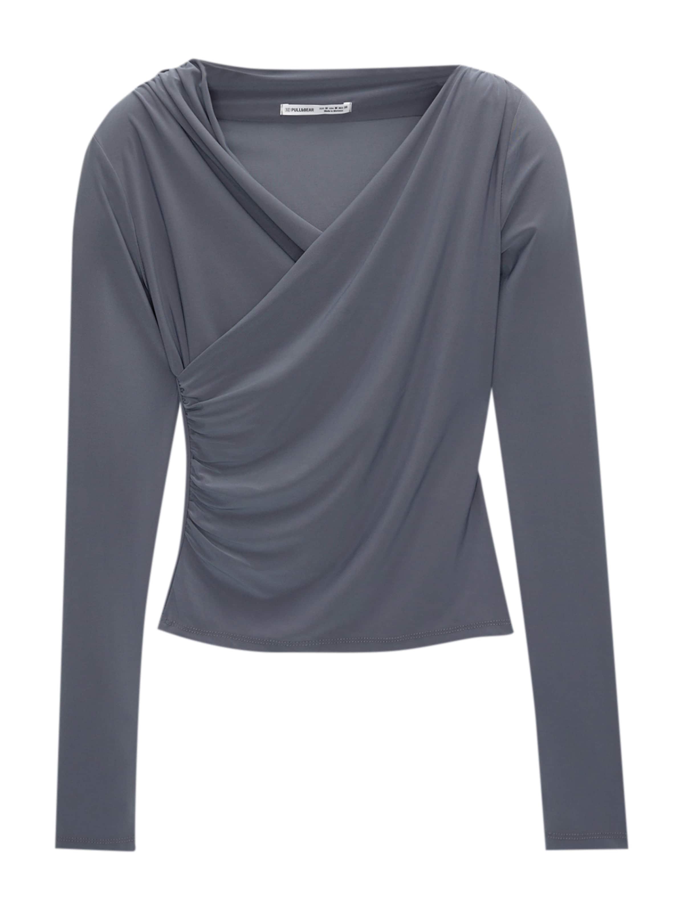 Pull&Bear Тениска в синьо: отпред