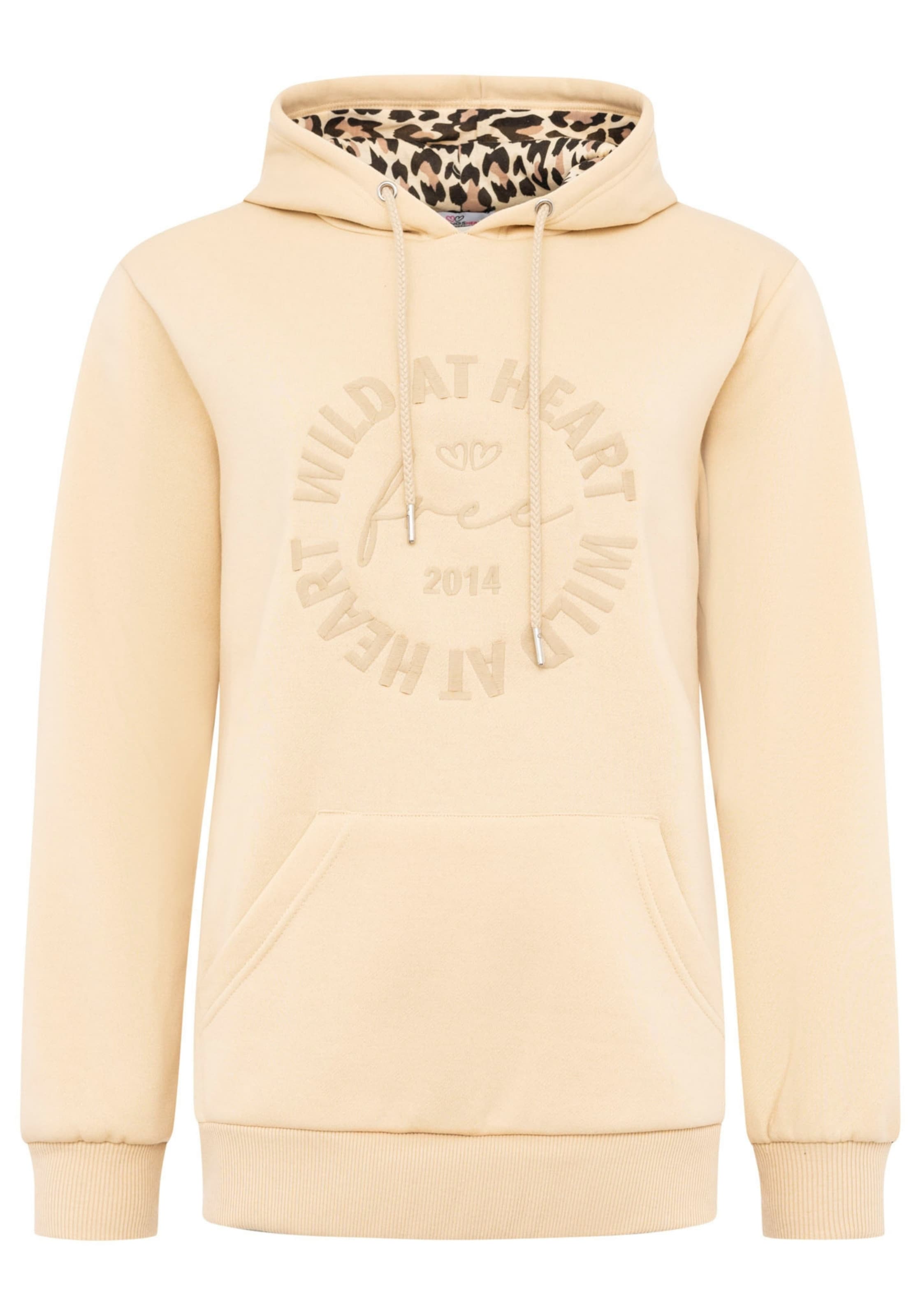 Zwillingsherz Sweatshirt 'WILD AT HEART' in Beige: voorkant