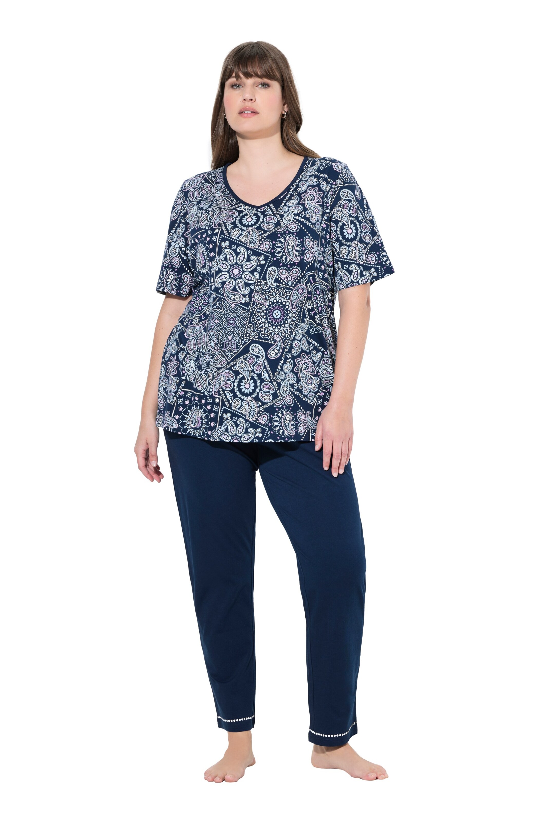 Ulla Popken Pyjamabroek in Blauw: voorkant