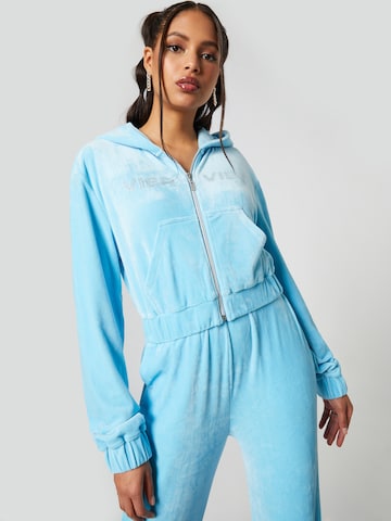 VIERVIER Zip-Up Hoodie 'Adriana' in Blue: front