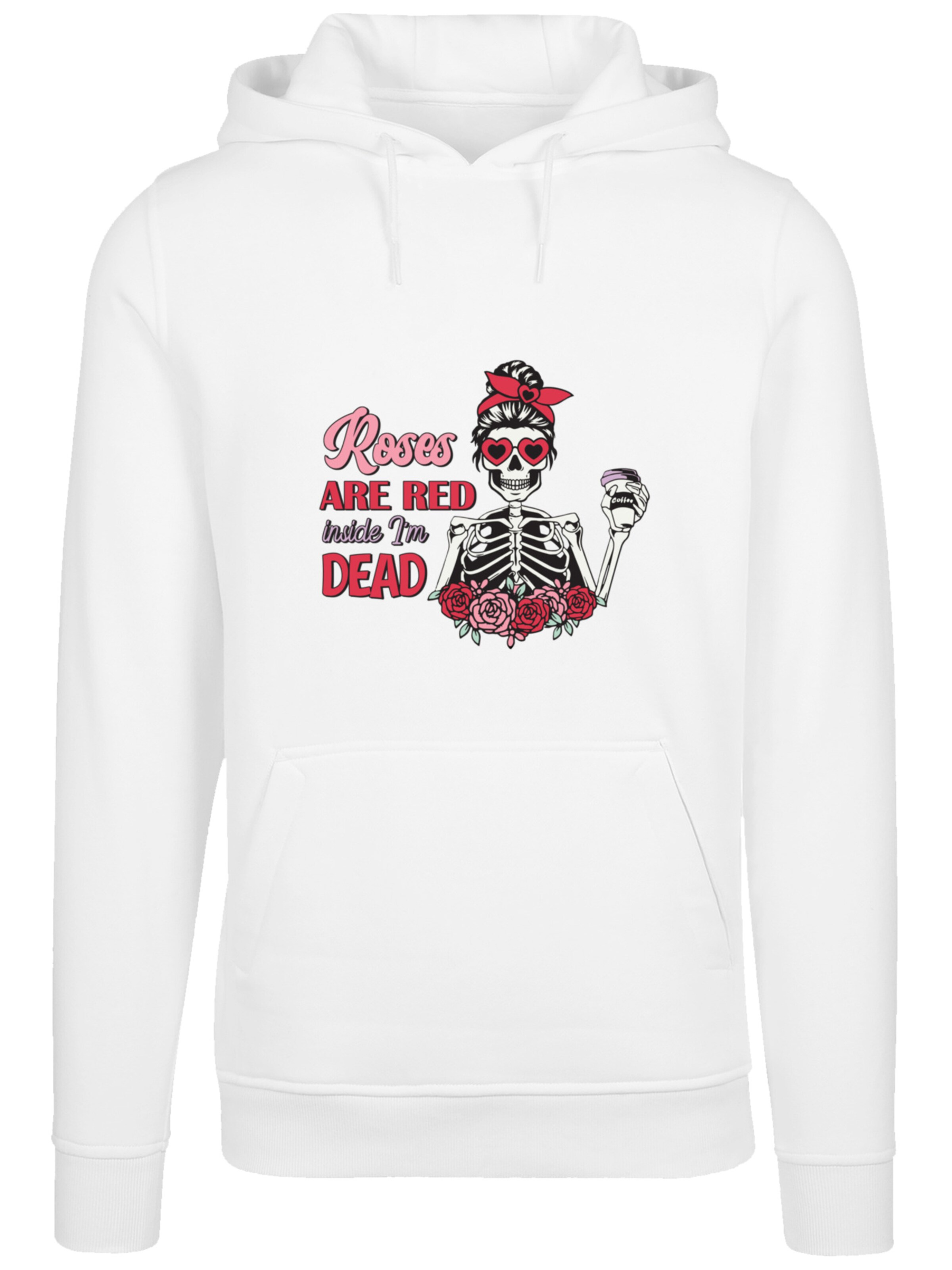 Sweat-shirt 'Anti Valentinstag Roses Are Red' F4NT4STIC en blanc : devant