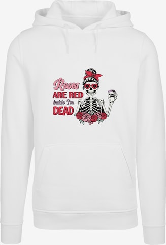 Sweat-shirt 'Anti Valentinstag Roses Are Red' F4NT4STIC en blanc : devant