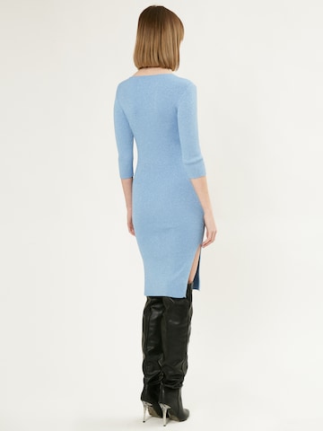 Influencer Gebreide jurk in Blauw